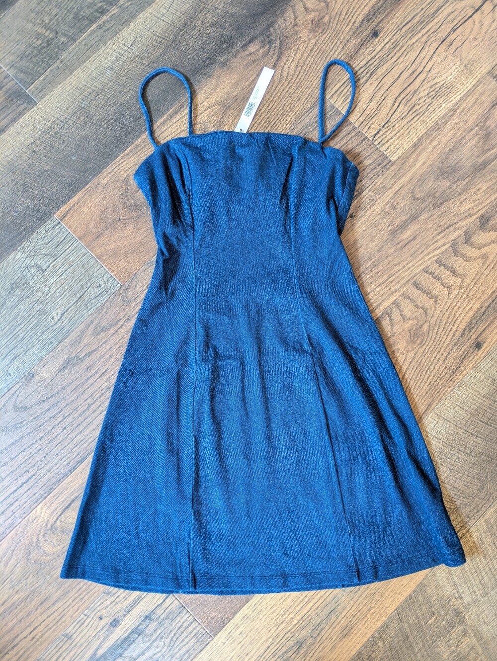 NWT Susana Monaco Dark Denim Mini Dress S Small Blue Faux Denim Stretch